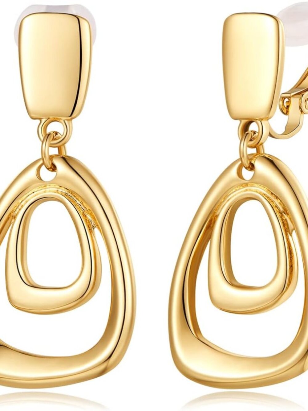 Gold Silver Clip On Dangle Earrings for Women Fashion Jewelry